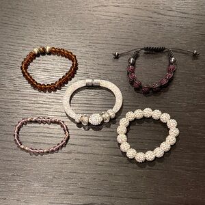 Set of 5 Elegant Crystal Beaded Bracelets